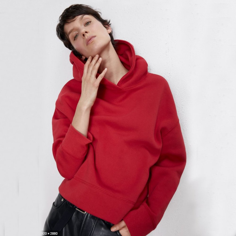 Zara red hooded sweatshirt